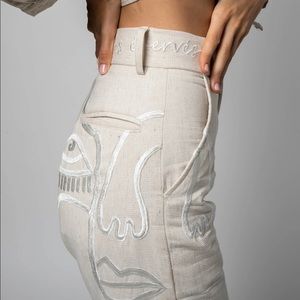 Hand Embroidered Cotton Pants